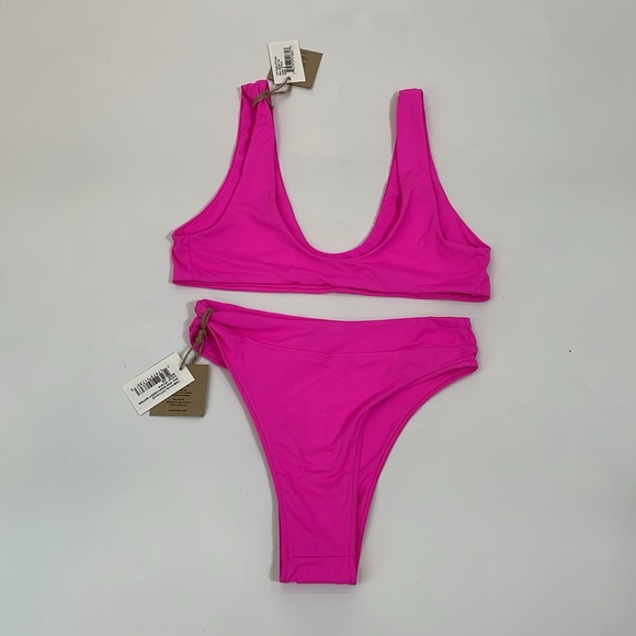 NWT Toast Swim Bikini Set Scoop Top Size S High Waist Bottom XS Pitaya - Picture 4 of 10